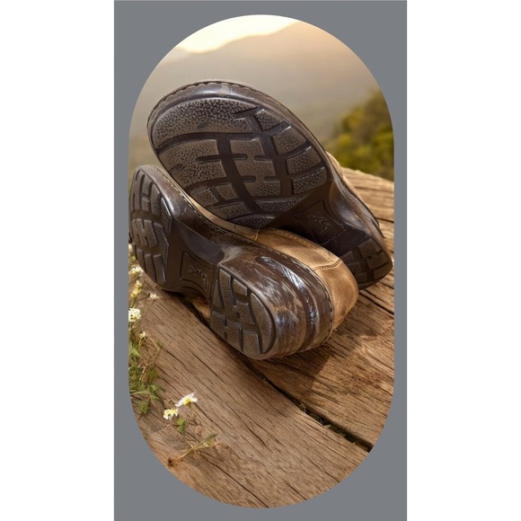 B.O.C 🔥Born 🤎Leather Clog Mule Slip On Wood Look Brown Comfort  Shoe  8.5 - Picture 4 of 6